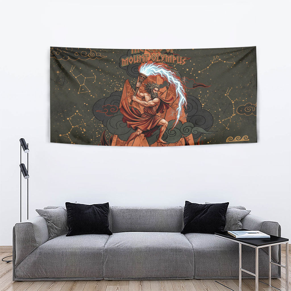 Mount Olympus Tapestry Greek Prometheus Torch Flame Lightning Mountain Constellations