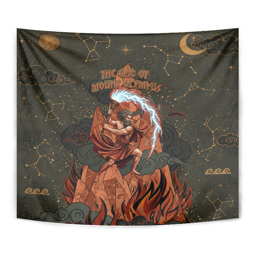 Mount Olympus Tapestry Greek Prometheus Torch Flame Lightning Mountain Constellations