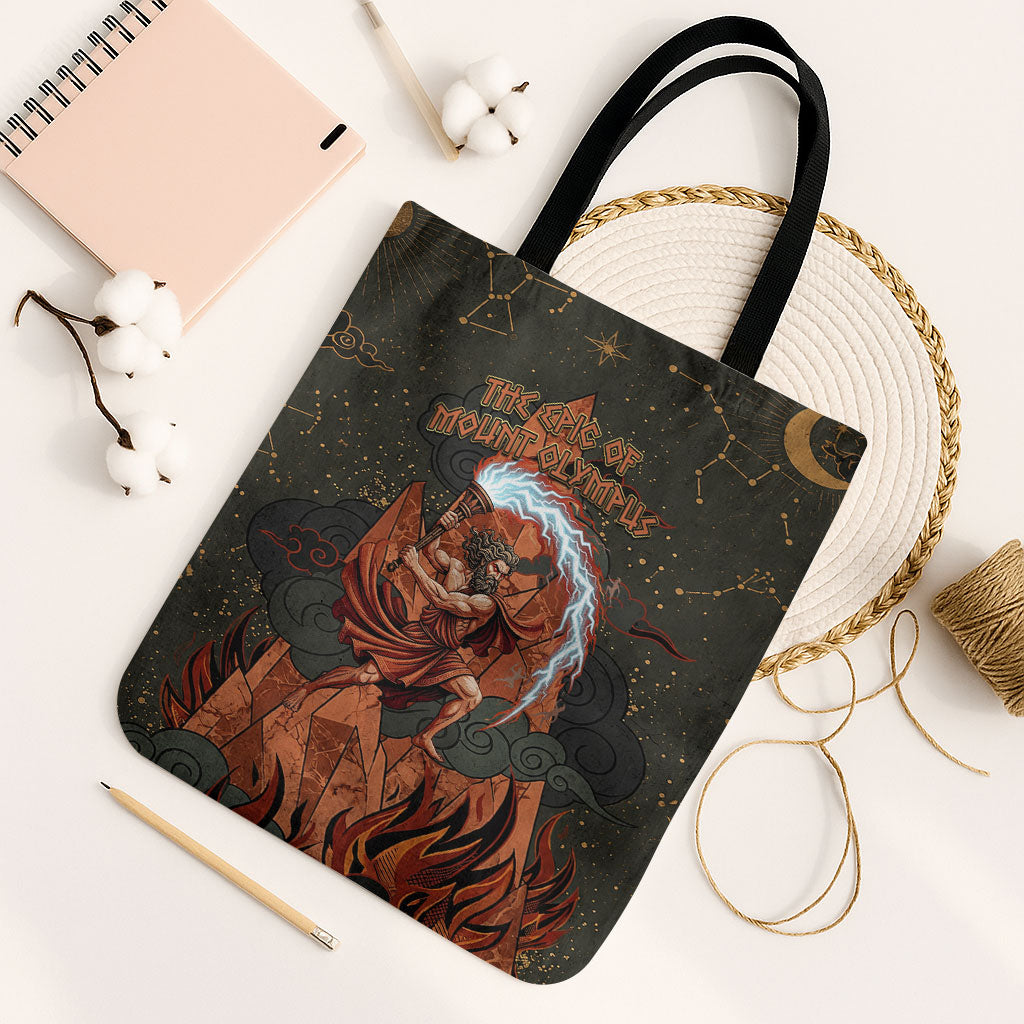 Mount Olympus Tote Bag Greek Prometheus Torch Flame Lightning Mountain Constellations