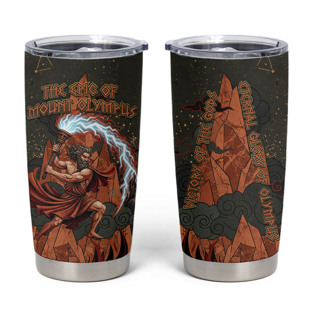 Mount Olympus Tumbler Cup Greek Prometheus Torch Flame Lightning Mountain Constellations