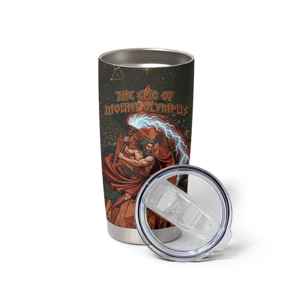 Mount Olympus Tumbler Cup Greek Prometheus Torch Flame Lightning Mountain Constellations
