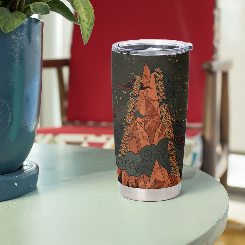 Mount Olympus Tumbler Cup Greek Prometheus Torch Flame Lightning Mountain Constellations