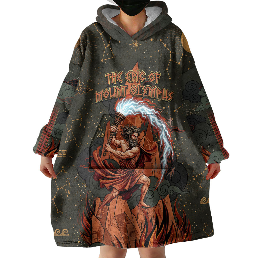 Mount Olympus Wearable Blanket Hoodie Greek Prometheus Torch Flame Lightning Mountain Constellations