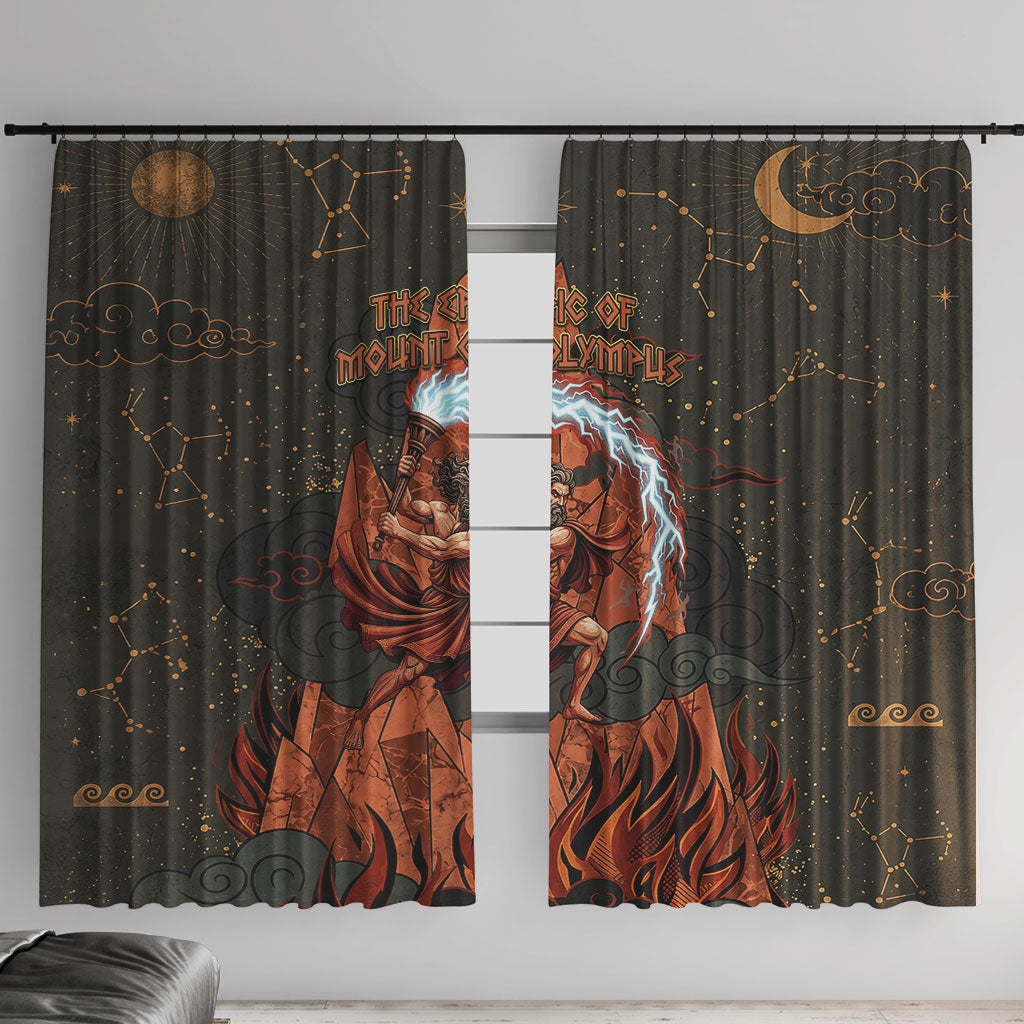 Mount Olympus Window Curtain Greek Prometheus Torch Flame Lightning Mountain Constellations