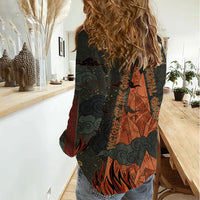 Mount Olympus Women Casual Shirt Greek Prometheus Torch Flame Lightning Mountain Constellations