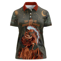 Mount Olympus Women Polo Shirt Greek Prometheus Torch Flame Lightning Mountain Constellations
