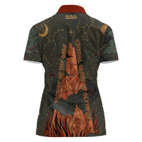Mount Olympus Women Polo Shirt Greek Prometheus Torch Flame Lightning Mountain Constellations