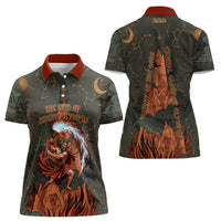 Mount Olympus Women Polo Shirt Greek Prometheus Torch Flame Lightning Mountain Constellations
