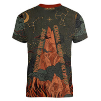 Mount Olympus Women V-Neck T-Shirt Greek Prometheus Torch Flame Lightning Mountain Constellations