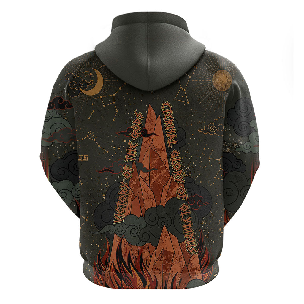 Mount Olympus Zip Hoodie Greek Prometheus Torch Flame Lightning Mountain Constellations
