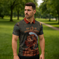 Mount Olympus Zipper Polo Shirt Greek Prometheus Torch Flame Lightning Mountain Constellations