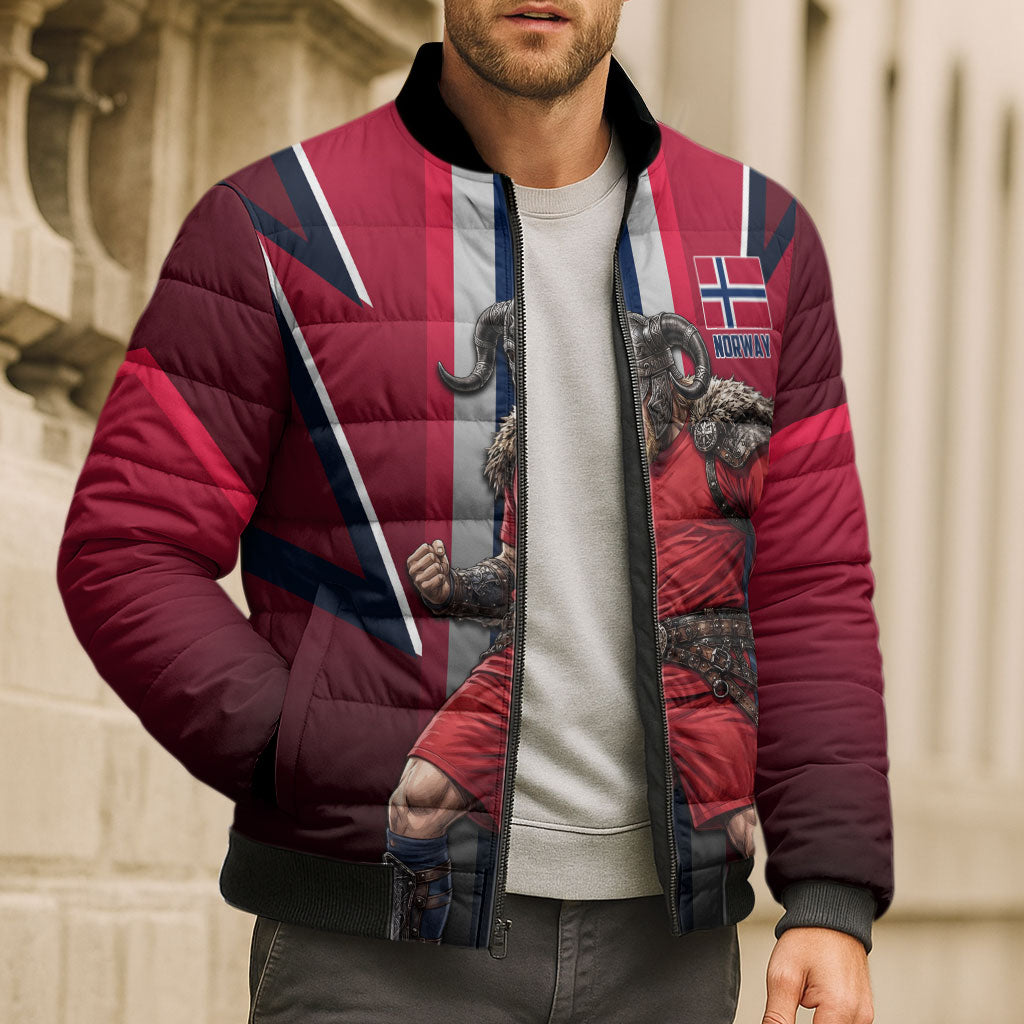 Personalized Norway Viking Bomber Puffer Jacket Nordic Flag Sports Style