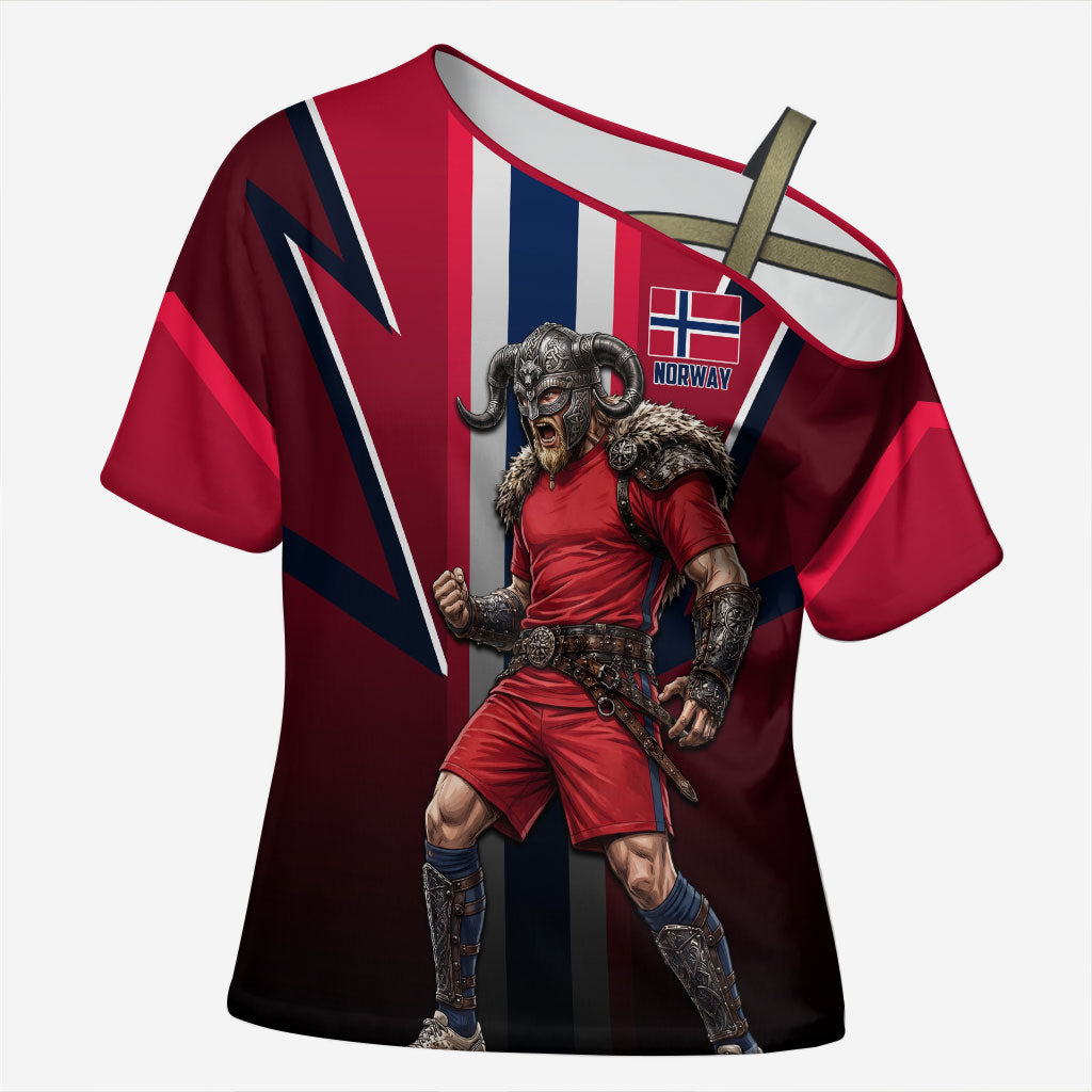 Personalized Norway Viking Cross Shoulder Shirt Nordic Flag Sports Style