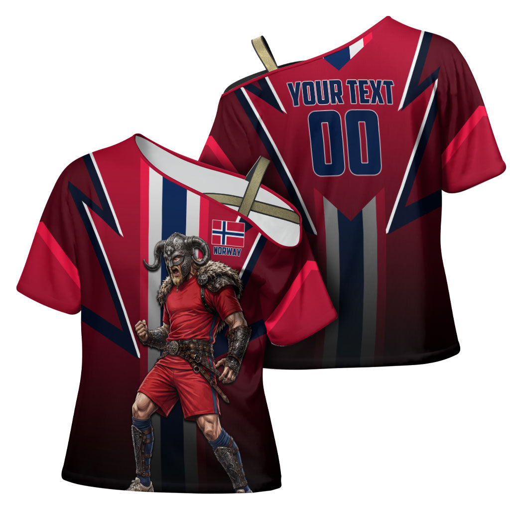 Personalized Norway Viking Cross Shoulder Shirt Nordic Flag Sports Style
