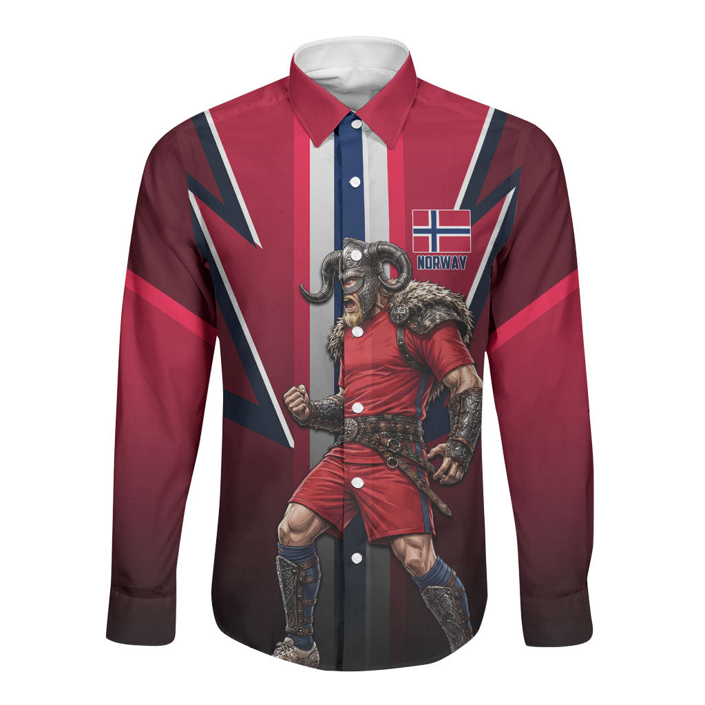 Personalized Norway Viking Long Sleeve Button Shirt Nordic Flag Sports Style