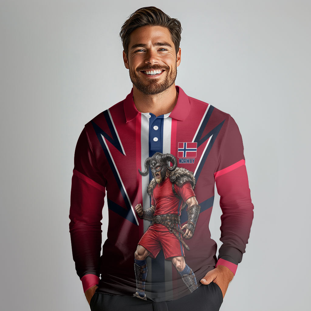Personalized Norway Viking Long Sleeve Polo Shirt Nordic Flag Sports Style
