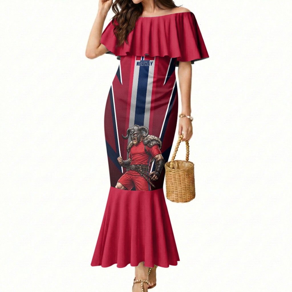 Personalized Norway Viking Mermaid Dress Nordic Flag Sports Style