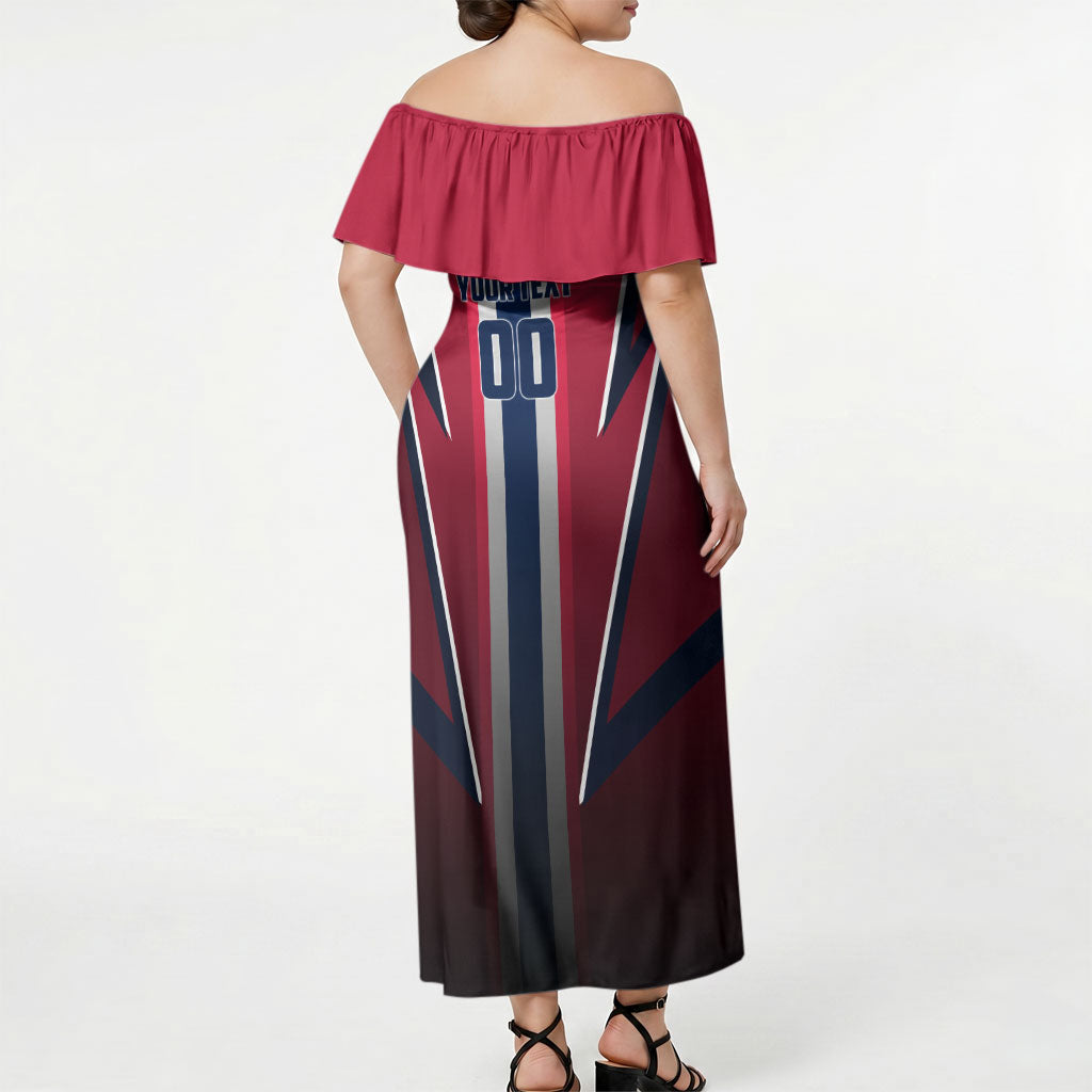 Personalized Norway Viking Off Shoulder Maxi Dress Nordic Flag Sports Style