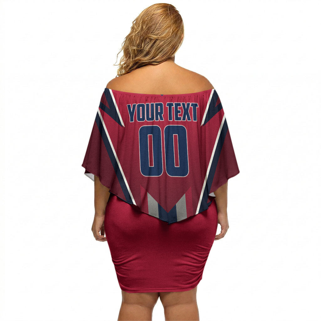 Personalized Norway Viking Off Shoulder Short Dress Nordic Flag Sports Style
