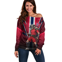 Personalized Norway Viking Off Shoulder Sweater Nordic Flag Sports Style