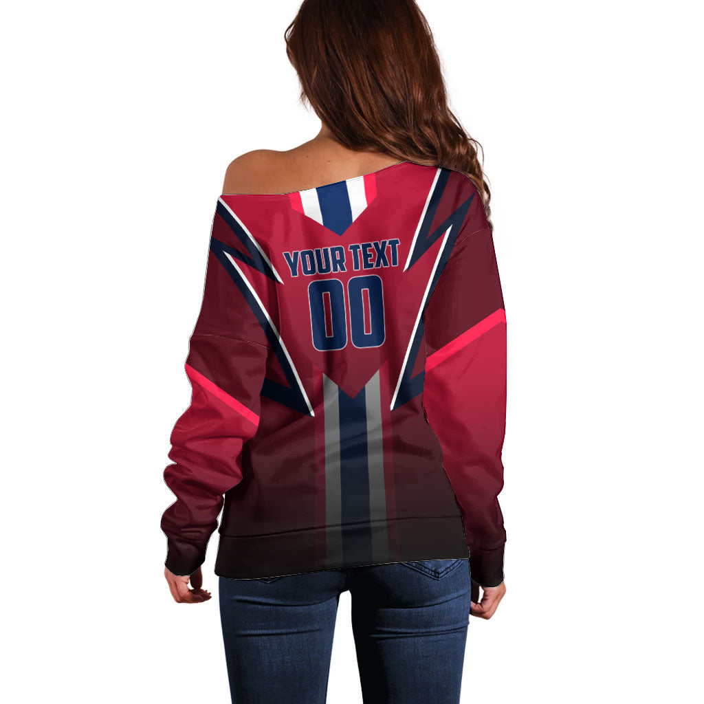 Personalized Norway Viking Off Shoulder Sweater Nordic Flag Sports Style