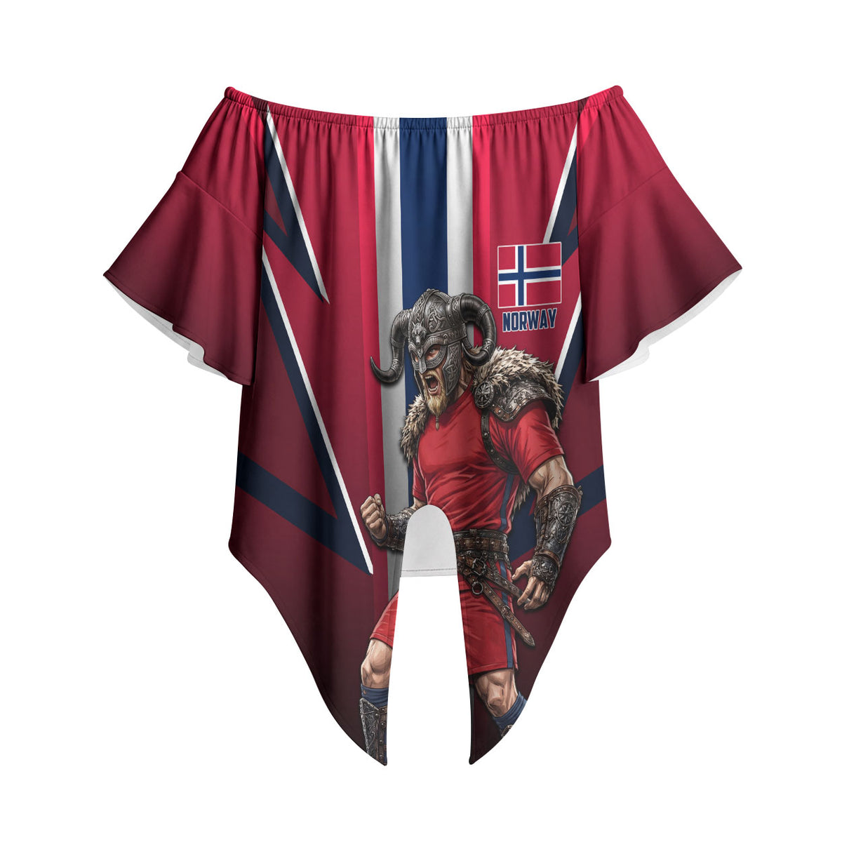 Personalized Norway Viking Off Shoulder Wrap Waist Top Nordic Flag Sports Style