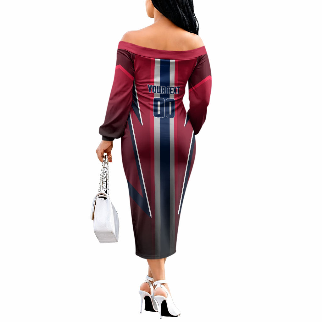 Personalized Norway Viking Off The Shoulder Long Sleeve Dress Nordic Flag Sports Style