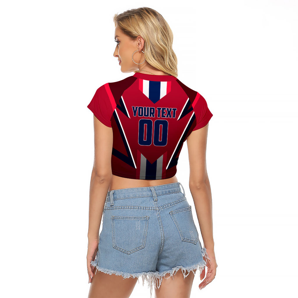 Personalized Norway Viking Raglan Cropped T Shirt Nordic Flag Sports Style