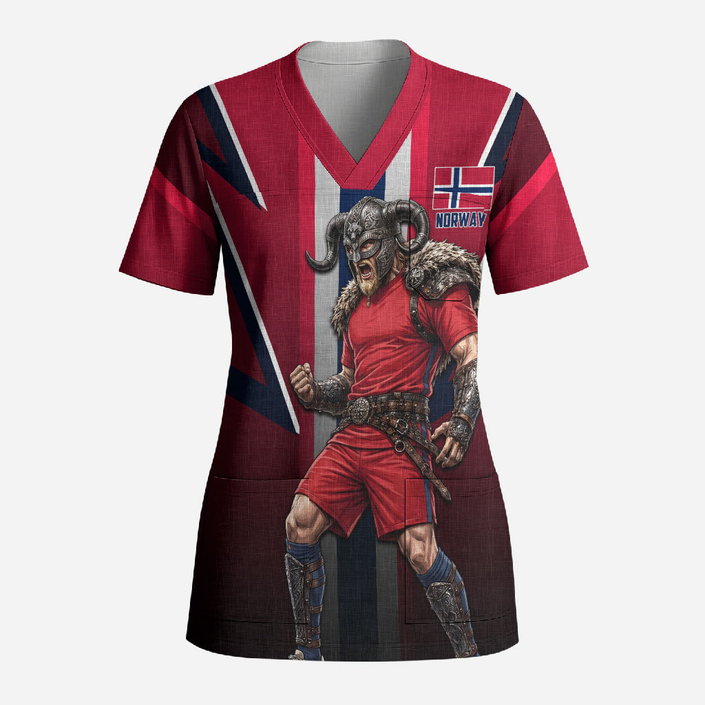 Personalized Norway Viking Scrub Top Nordic Flag Sports Style