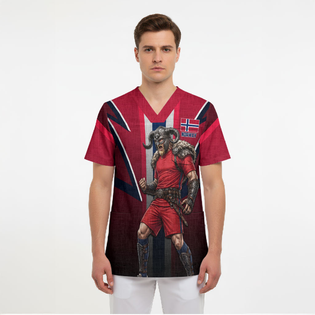 Personalized Norway Viking Scrub Top Nordic Flag Sports Style