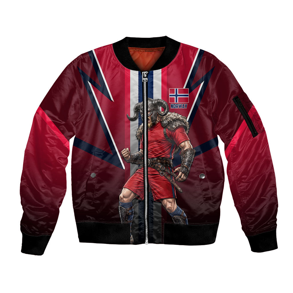 Personalized Norway Viking Sleeve Zip Bomber Jacket Nordic Flag Sports Style