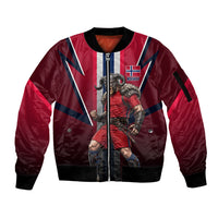 Personalized Norway Viking Sleeve Zip Bomber Jacket Nordic Flag Sports Style
