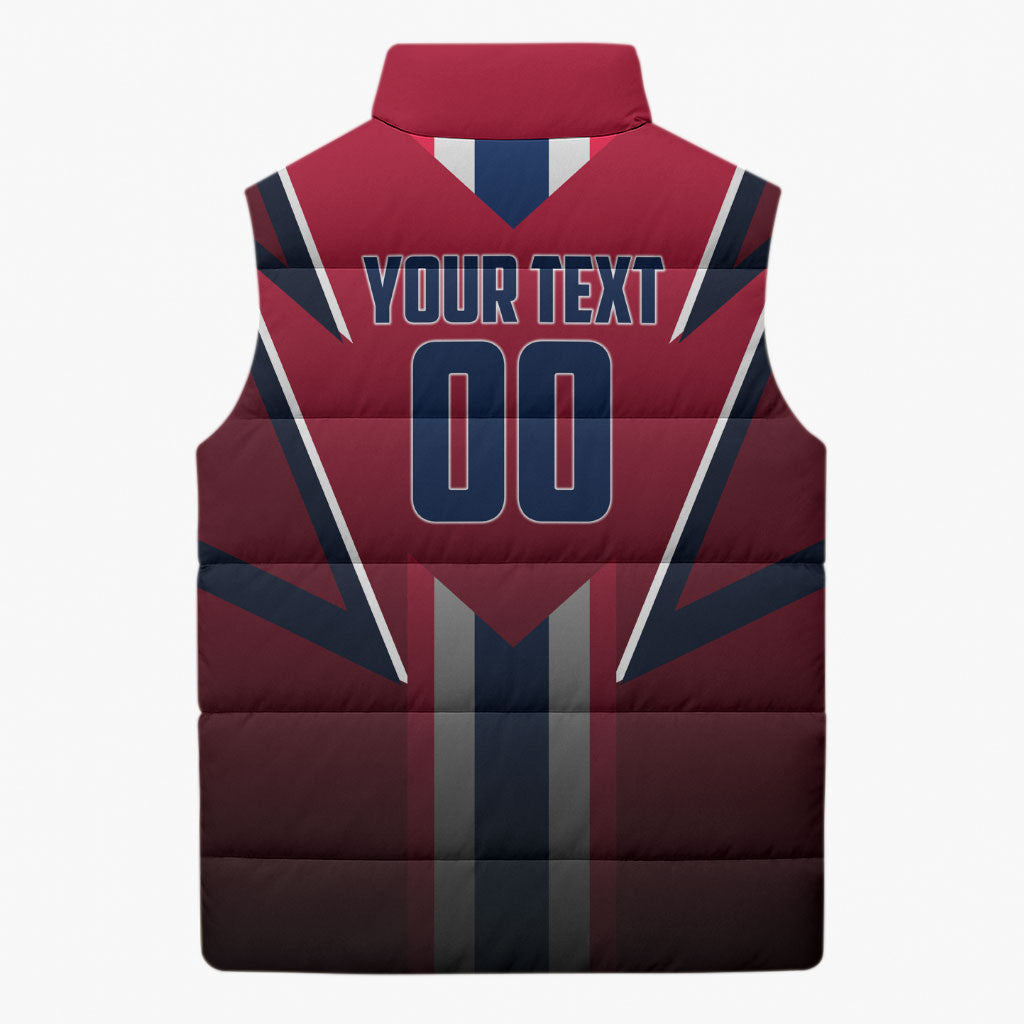 Personalized Norway Viking Sleeveless Puffer Jacket Nordic Flag Sports Style