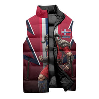 Personalized Norway Viking Sleeveless Puffer Jacket Nordic Flag Sports Style