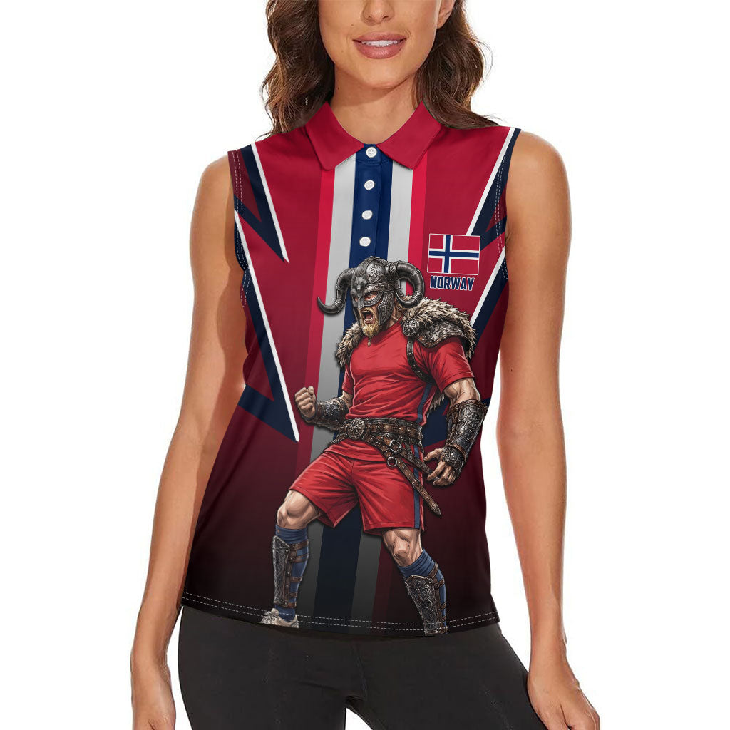 Personalized Norway Viking Women Sleeveless Polo Shirt Nordic Flag Sports Style