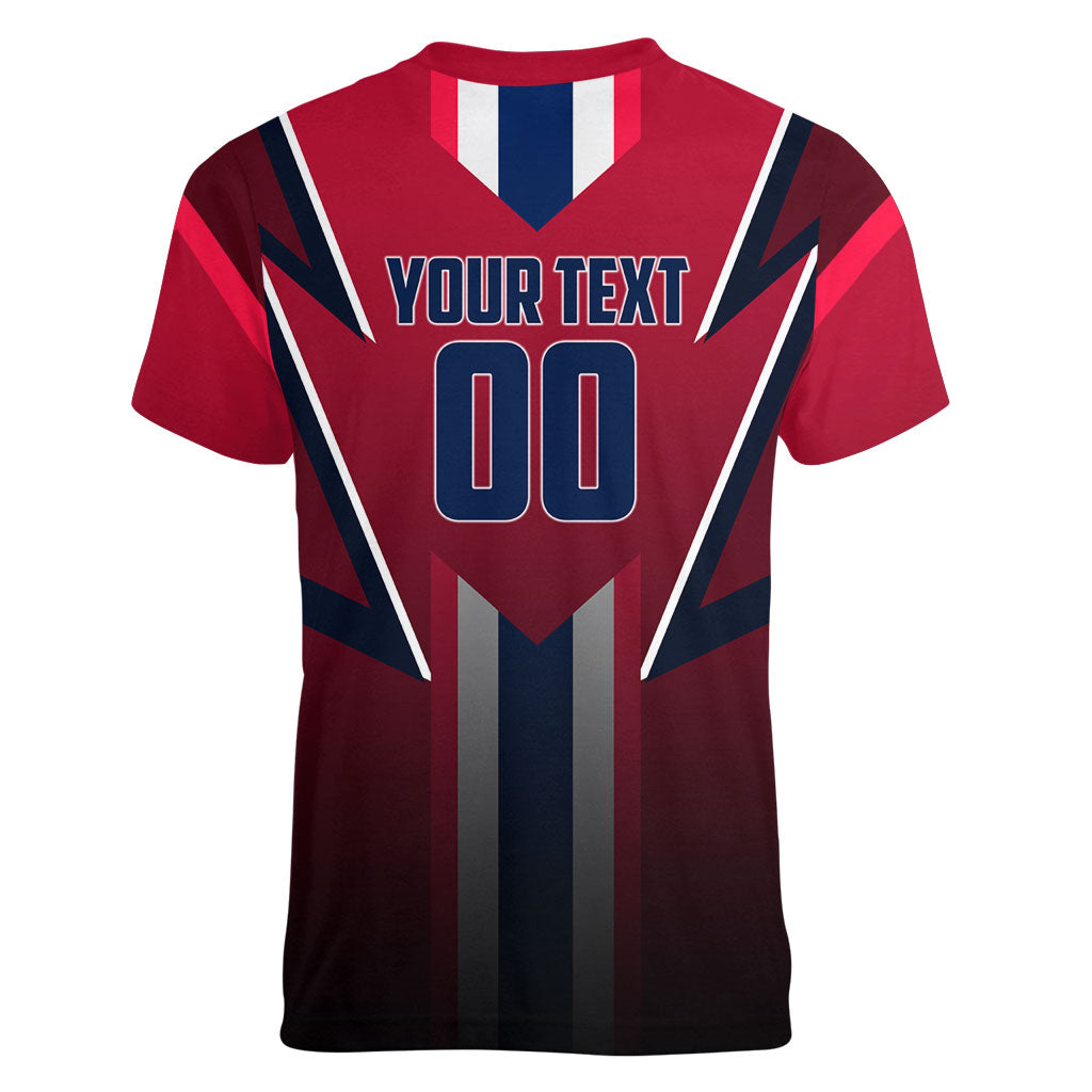 Personalized Norway Viking Women V-Neck T-Shirt Nordic Flag Sports Style