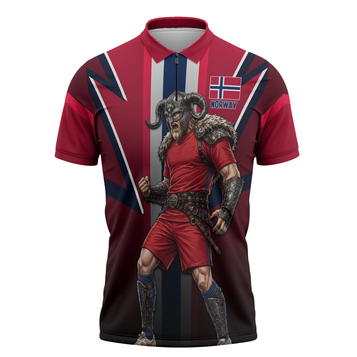 Personalized Norway Viking Zipper Polo Shirt Nordic Flag Sports Style