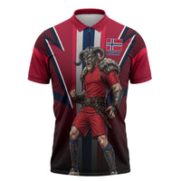 Personalized Norway Viking Zipper Polo Shirt Nordic Flag Sports Style