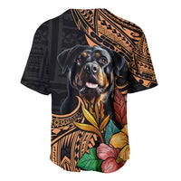 Polynesian Rottweiler Baseball Jersey Polynesian Pattern And Rottweiler - Wonder Print Shop
