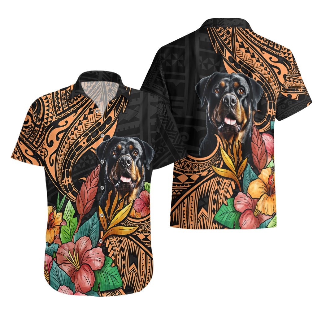 Polynesian Rottweiler Hawaiian Shirt Polynesian Pattern And Rottweiler - Wonder Print Shop