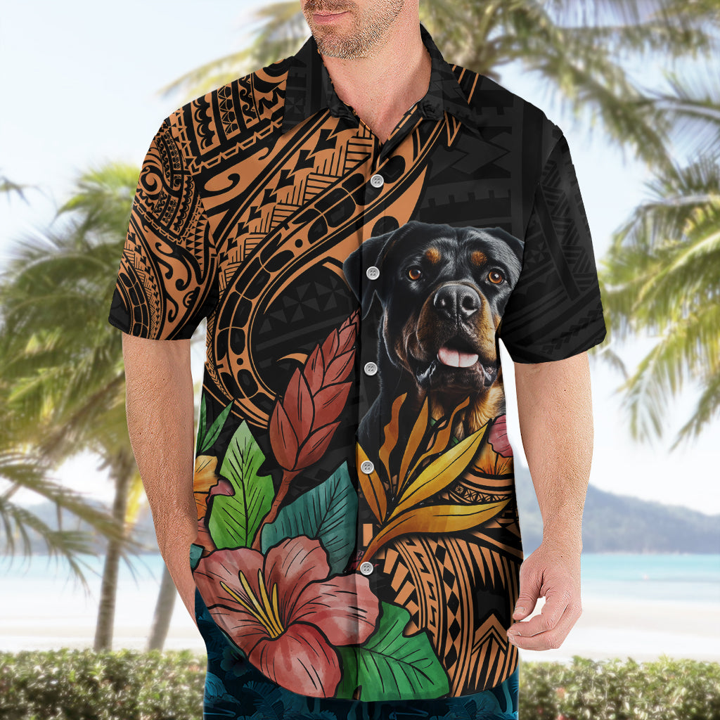 Polynesian Rottweiler Hawaiian Shirt Polynesian Pattern And Rottweiler - Wonder Print Shop