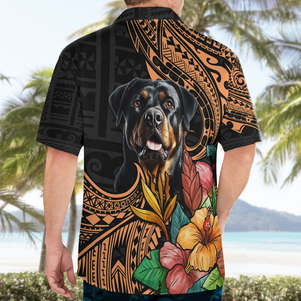 Polynesian Rottweiler Hawaiian Shirt Polynesian Pattern And Rottweiler - Wonder Print Shop