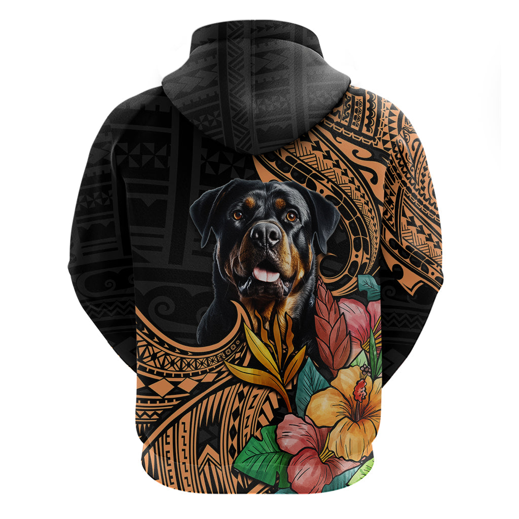 Polynesian Rottweiler Hoodie Polynesian Pattern And Rottweiler - Wonder Print Shop