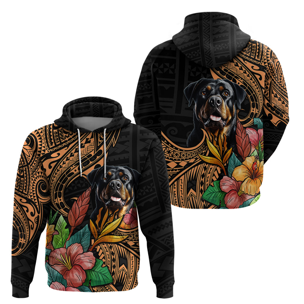 Polynesian Rottweiler Hoodie Polynesian Pattern And Rottweiler - Wonder Print Shop