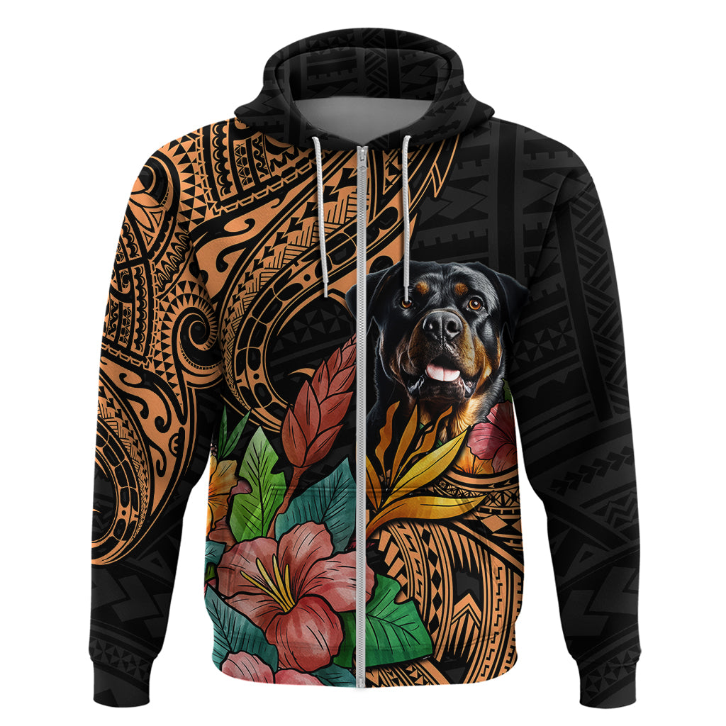 Polynesian Rottweiler Hoodie Polynesian Pattern And Rottweiler - Wonder Print Shop
