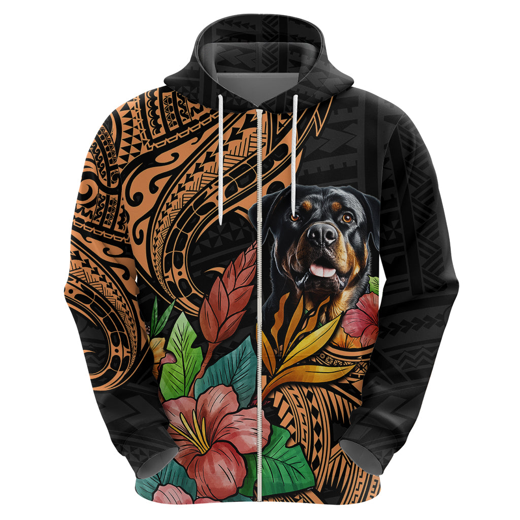 Polynesian Rottweiler Hoodie Polynesian Pattern And Rottweiler - Wonder Print Shop