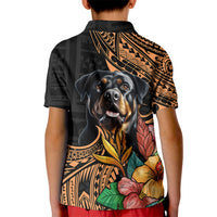 Polynesian Rottweiler Kid Polo Shirt Polynesian Pattern And Rottweiler - Wonder Print Shop