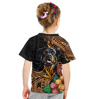 Polynesian Rottweiler Kid T Shirt Polynesian Pattern And Rottweiler - Wonder Print Shop