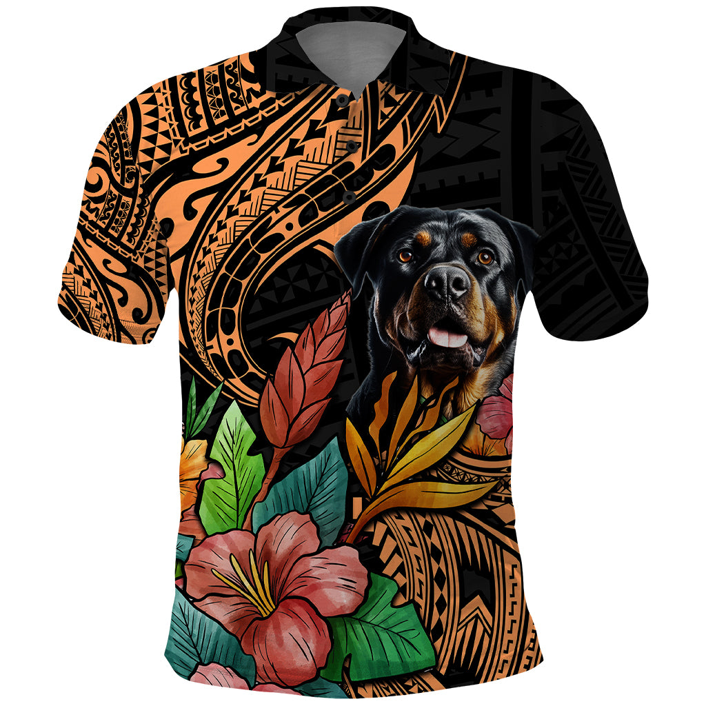 Polynesian Rottweiler Polo Shirt Polynesian Pattern And Rottweiler - Wonder Print Shop