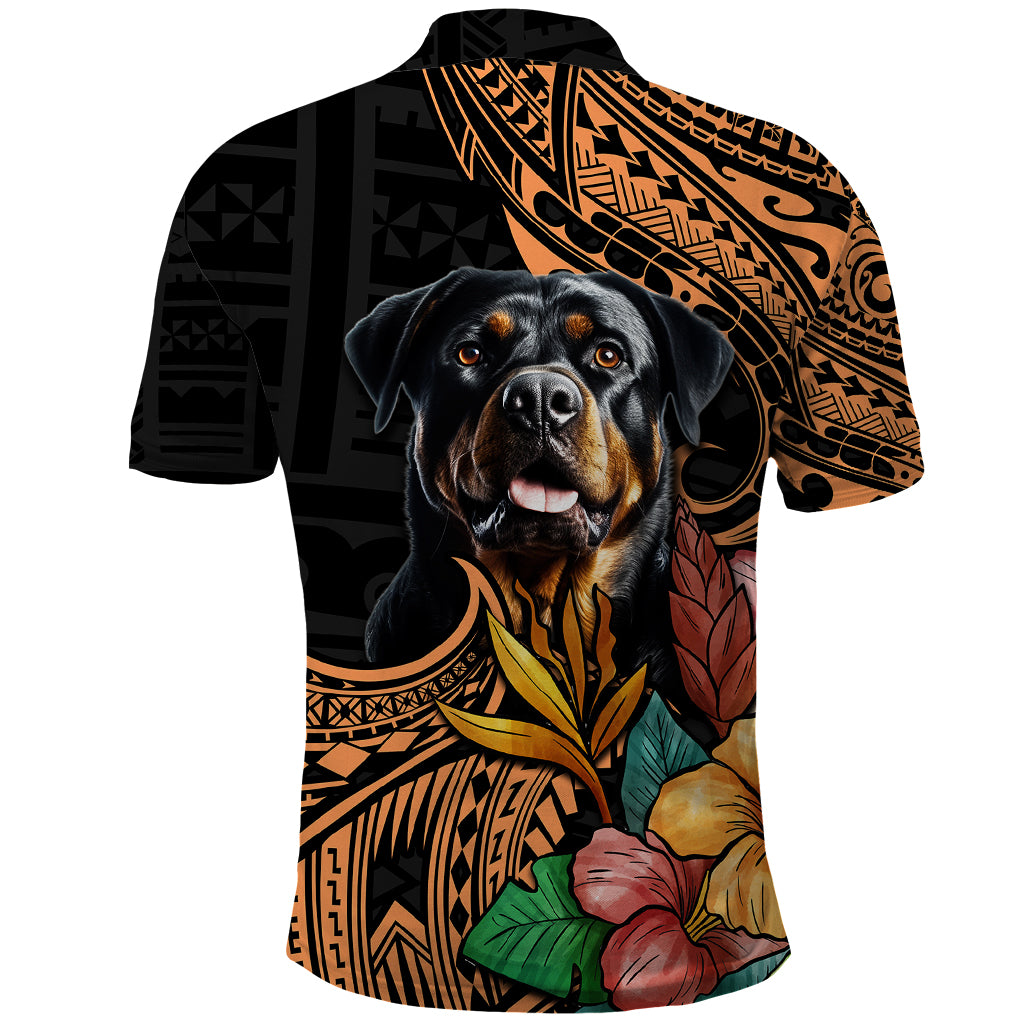 Polynesian Rottweiler Polo Shirt Polynesian Pattern And Rottweiler - Wonder Print Shop